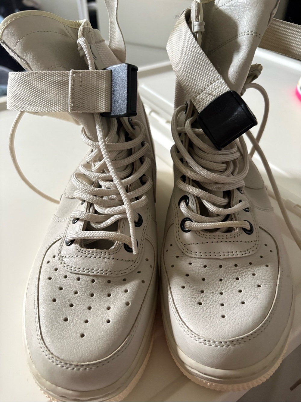 Nike Cream High-Top Strap Sneakers